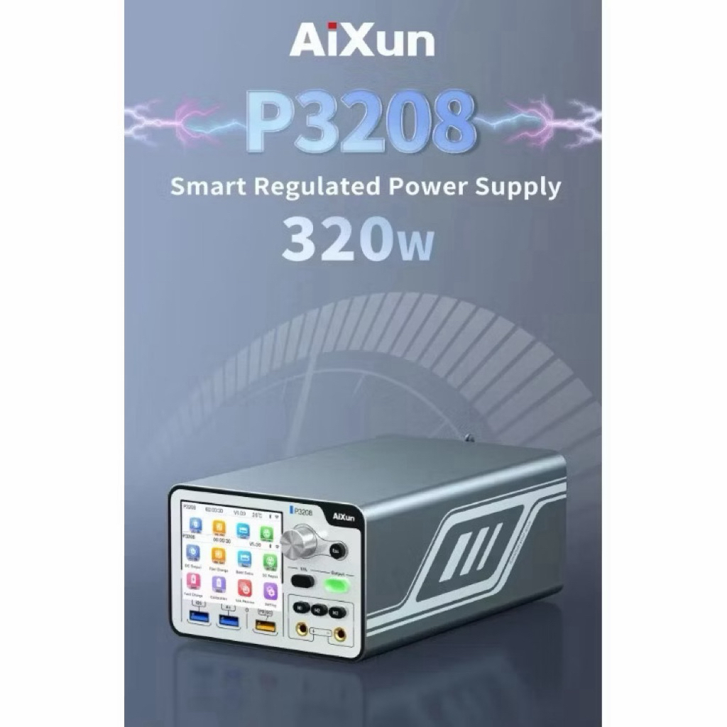 อะแดปเตอร์แปลงไฟอัจฉริยะ AIXUN P3208 320W ปรับได้ สำหรับโทรศัพท์รองรับโปรโตคอลการชาร์จเร็ว PD/QC สาย
