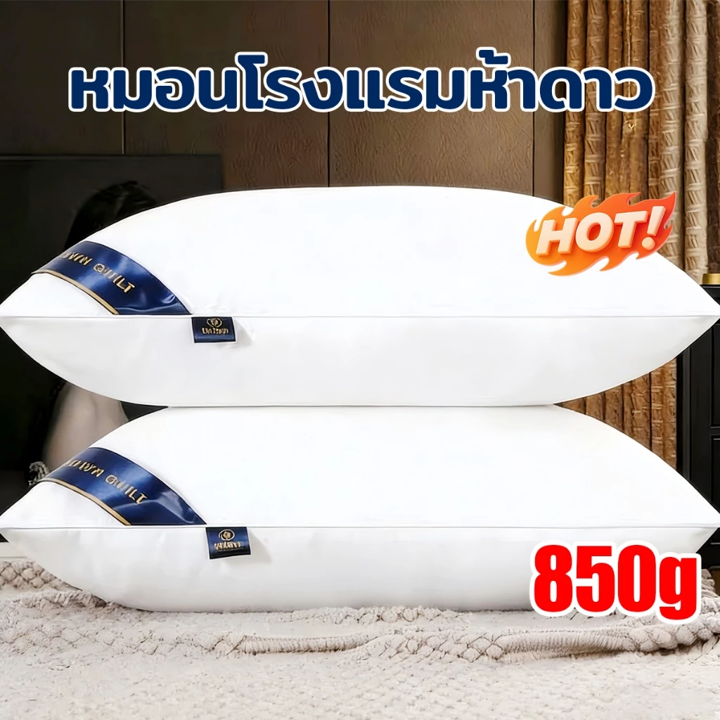 หมอน หมอนโรงแรม 5 ดาว Hilton หมอนมีซิบ หมอนสุขภาพ แก้ปวดคอ บ่า ไหล่ นุ่ม หลับสบาย หมอนสีขาว 19*29 นิ้ว