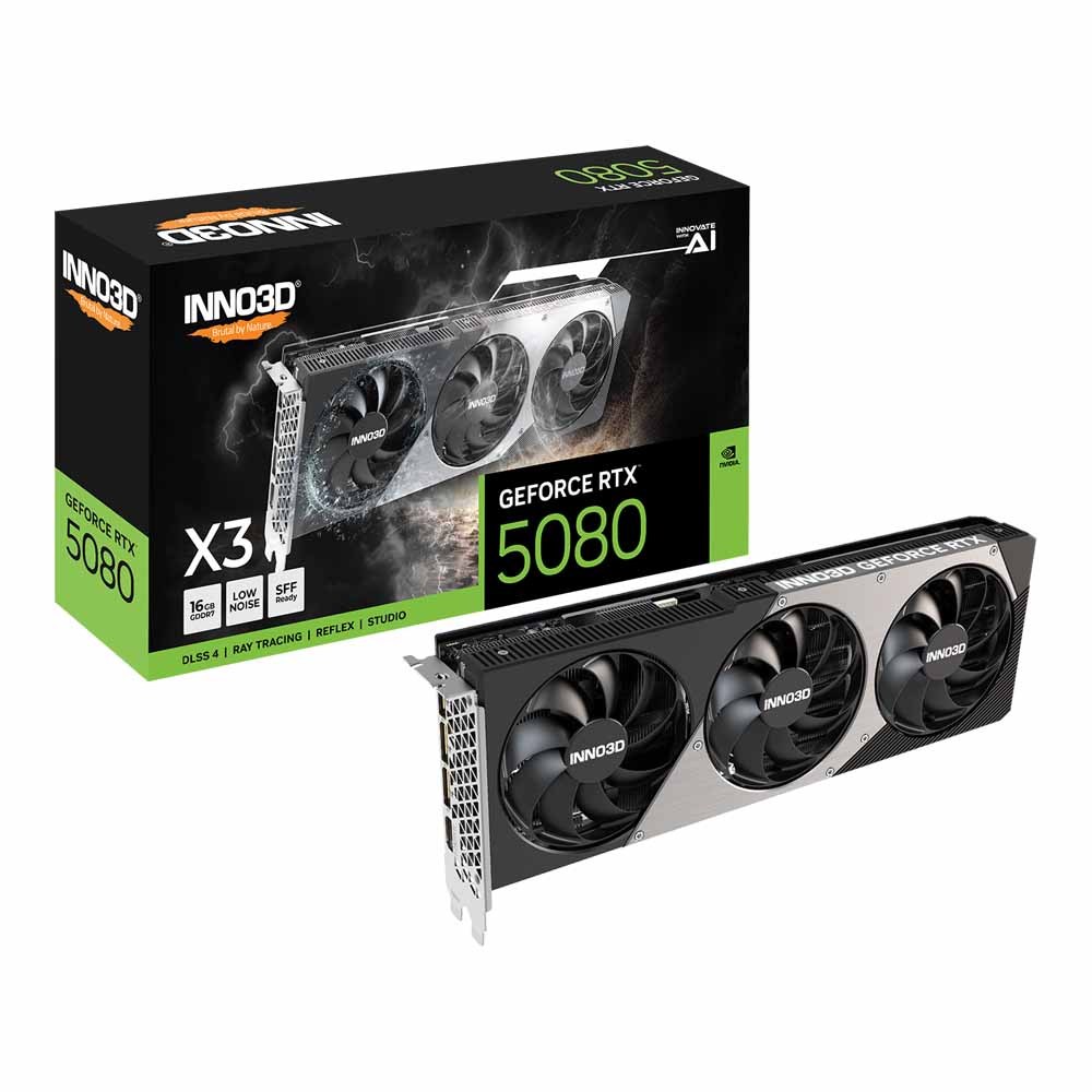 VGA (การ์ดแสดงผล) INNO3D GEFORCE RTX 5080 X3 - 16GB GDDR7 (N50803-16D7-176068N)