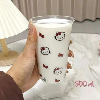 แก้วน้ำดีไซน์ใหม่ ทรงสวย ลายน่ารัก วัสดุแก้ว ความจุใหญ่ 500 พร้อมส่งจากไทย