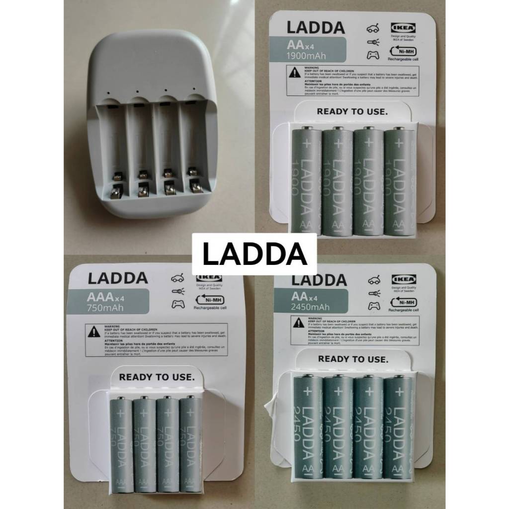 LADDA ลัดด้า แบตเตอรีชาร์จไฟได้, HR03 AAA/ AA 1.2V และ STENKOL สเตียนโคล ที่ชาร์จแบตเตอรี