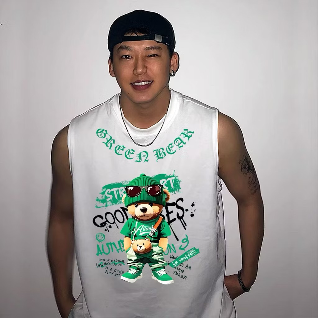 เสื้อไซส์ใหญ่พิเศษ เสื้อยืด Fat Man คอกลม ผ้านุ่ม ใส่สบาย เย็นสบาย ลายหมีฮิปฮอป