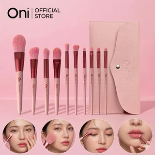 Oni Makeup Brush Set 10 Pcs Foundation Concealers Eye Shadows Make Up Brush,Eyeliner Brushes(Smoky Rose) แปรงแต่งหนา
