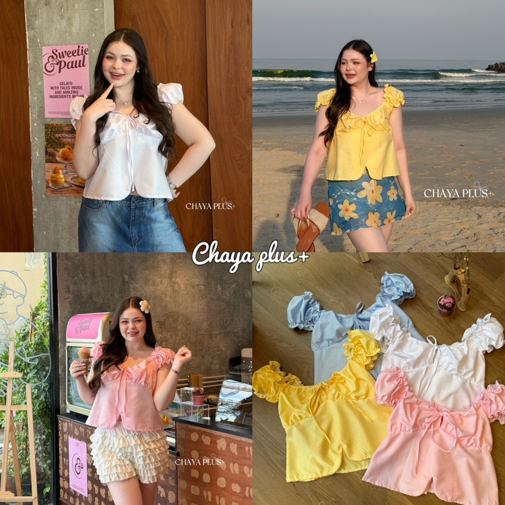 📍ส่งด่วน🛵(CP)เสื้อปาดไหล่ แมทกับกางเกงยีนส์หรือว่ากระโปรงยีนส์ก็เอาอยู่  ใส่ง่ายคาเฟ่ไหนๆ สาวอวบไซส์ใหญ่