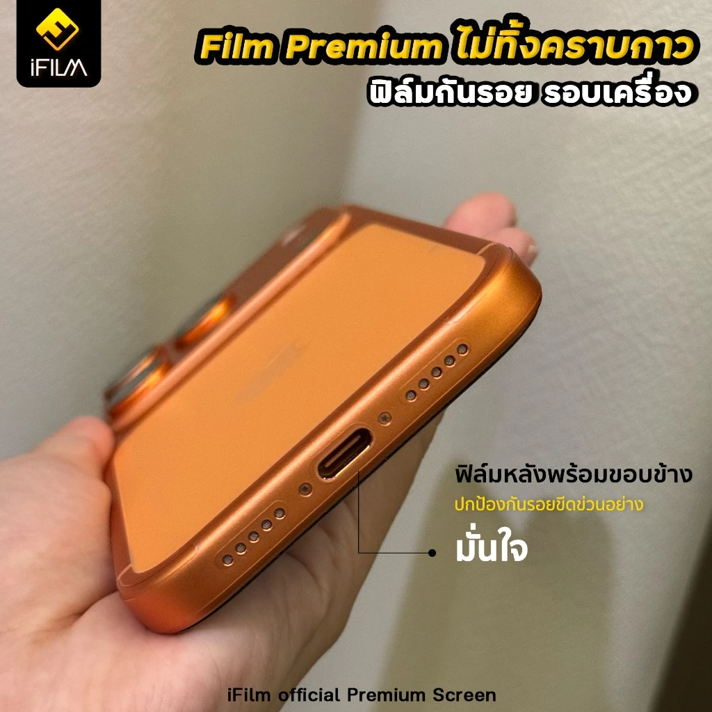 iFilm ฟิล์มหลัง คลุมขอบข้าง เว้นlogo For iPhone 17promax 17pro 17 16 promax 15 ไฮโดรเจล ใส / ด้าน ฟิล์มกันรอย รอบเครื่อง thumbnail 7