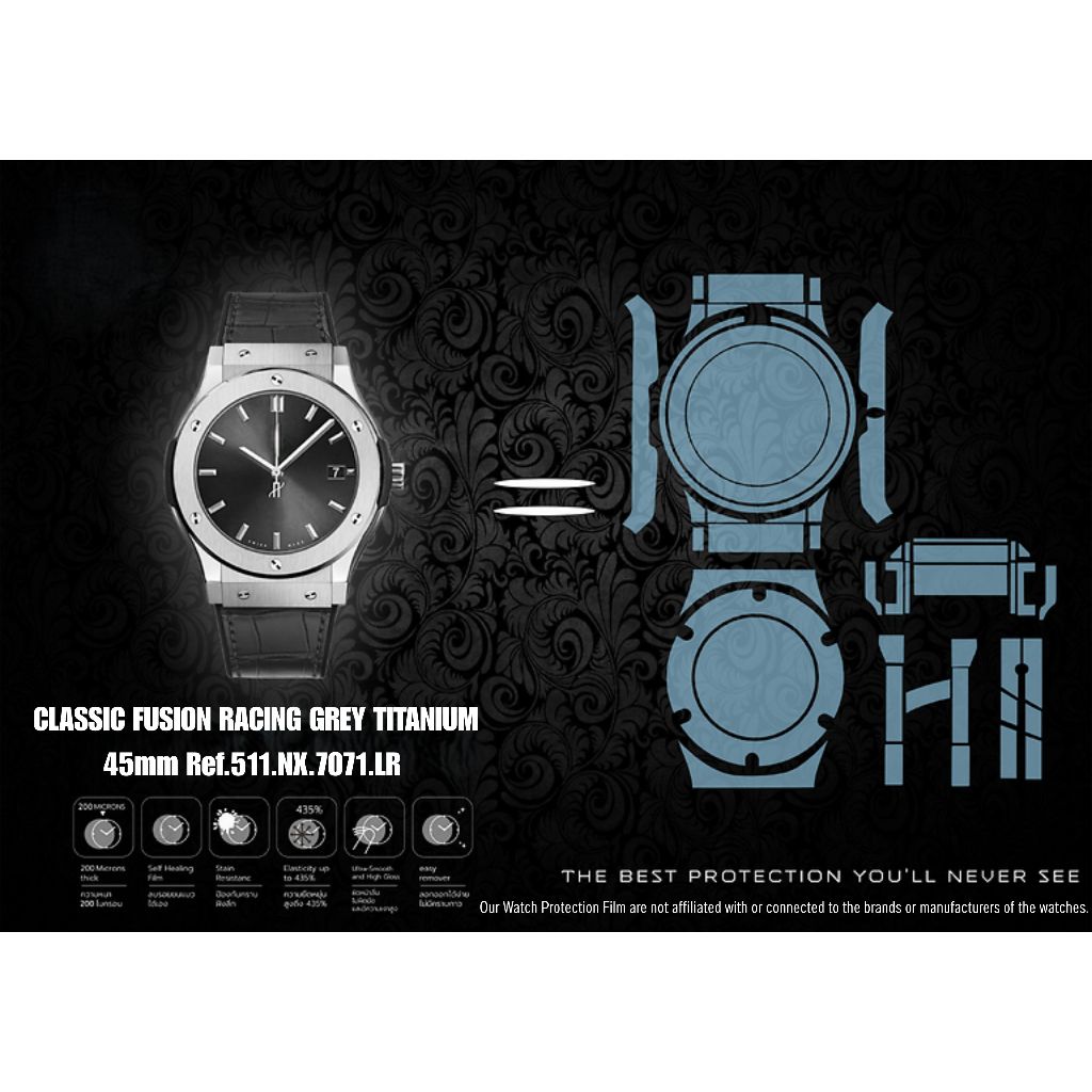 ฟิล์มป้องกันรอยนาฬิกา Watch Protection Film for HUBLOT CLASSIC FUSION RACING GREY TITANIUM 45mm Ref.