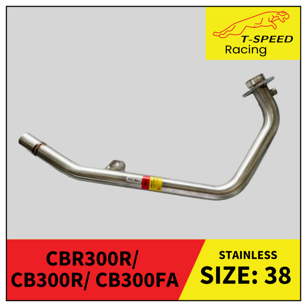 [ฟรีประเก็นปากท่อ] คอท่อ Honda CBR 300R/ CB 300 FA ปี 2014 - 2016 สแตนเลส 304 Size 38 mm. ใส่ปลายเดิ