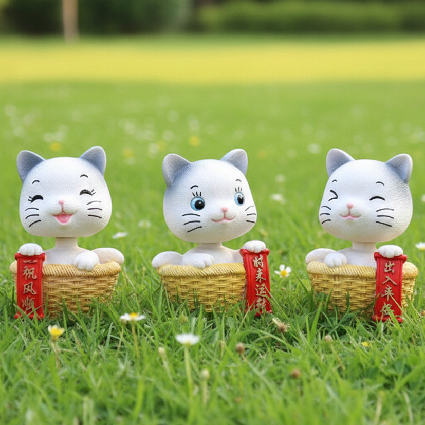 พร้อมส่ง😻โมเดลแมวนำโชค หัวดุ๊กดิ๊ก ติดรถยนต์ น่ารักสุดๆ ตัวใหญ่ขนาด 9 ซม.