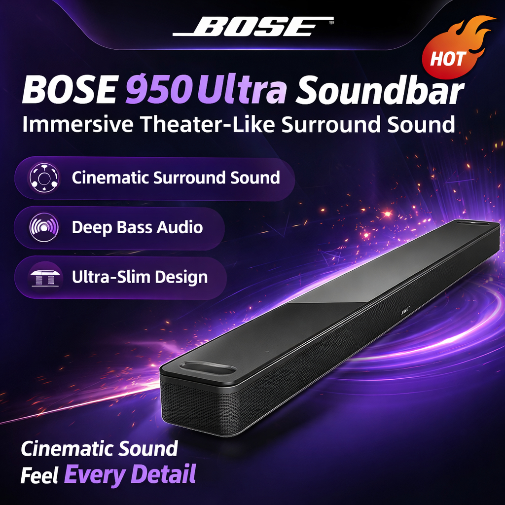 BOSE 950 Ultra Soundbar – Theater-Like Surround Sound, Deep Bass Home Audio