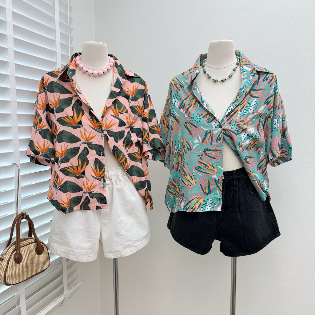 Hawaii shirt เสื้อเชิ้ตฮาวายคอตตอนสปัน เนื้อผ้านิ่ม รูปที่ 4