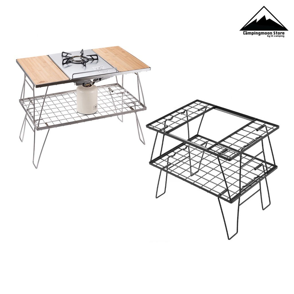Campingmoon โต๊ะเหล็กพับ IGT CK-2G สีดำ ใส่อุปกรณ์ได้ 1-4 Unit