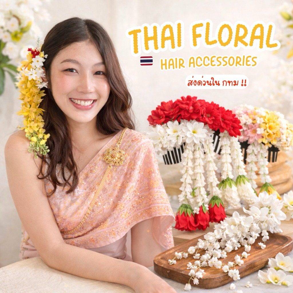 [Mimmuffin] กิ๊บดอกไม้ สงกรานต์ เครื่องประดับผมออกงาน ชุดไทย bangkok city งานแต่ง