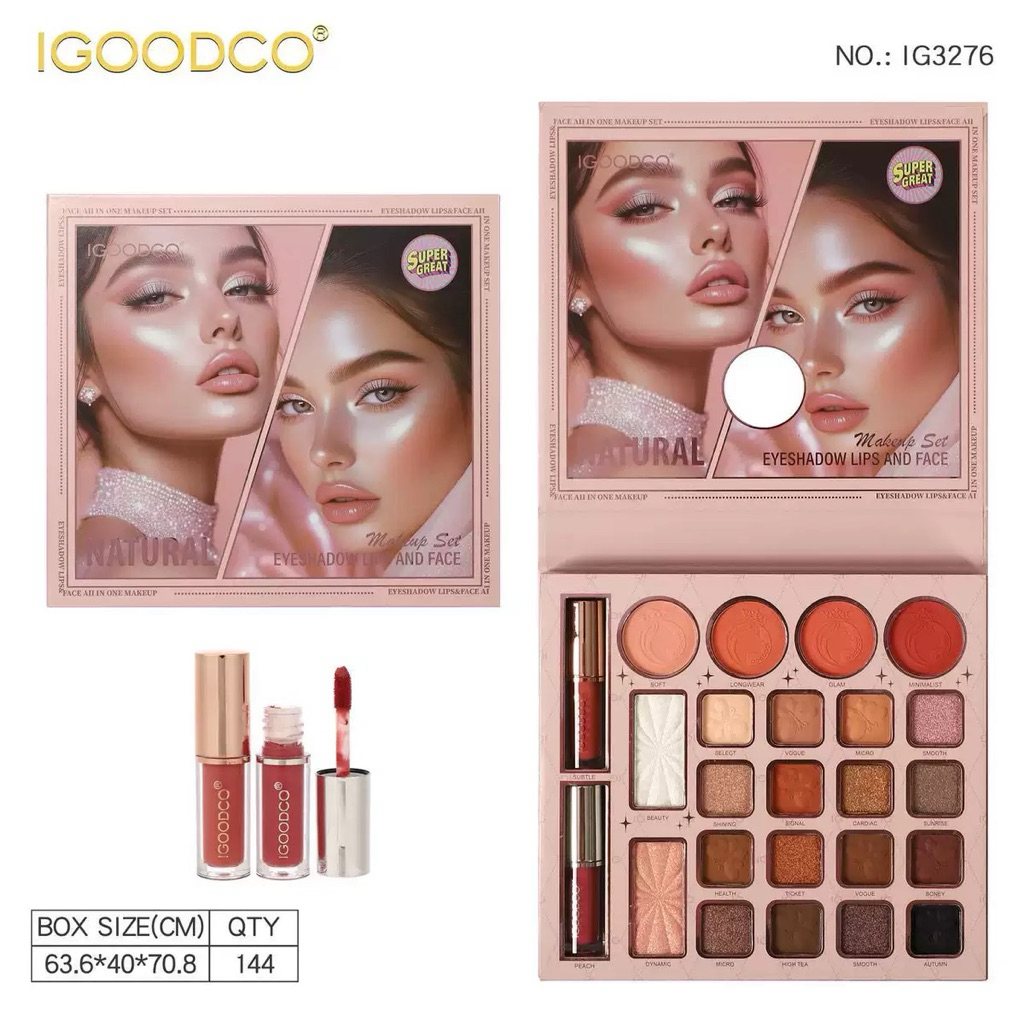 IGOODCO palette  mini book โทนน้ำตาลส้มพร้อมลิปแมท 2แท่ง ราคาถูก Shopee Lazada