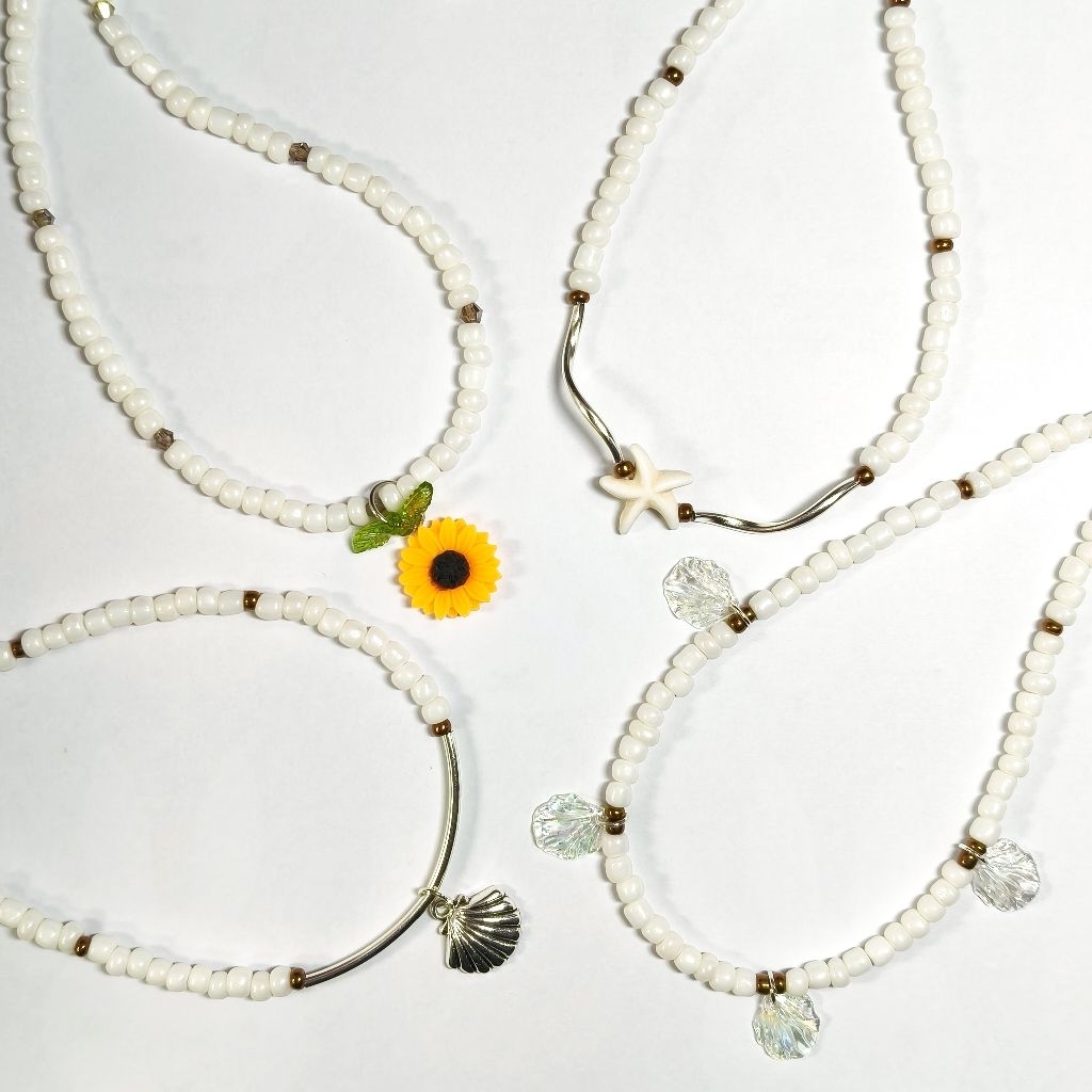 ☀️สร้อยคอลูกปัดสีครีม 4mm มินิมอล สไตล์เกาหลี | Cream Bead Necklace Summer Collection
