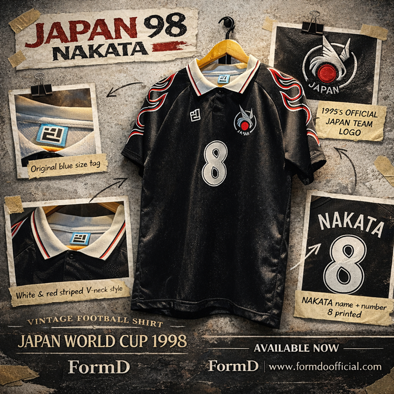 ใหม่ !! เสื้อฟุตบอลทีมชาติญี่ปุ่นลายไฟ ปี 1998 สีดำแขนสั้น Japan Soccer Jersey Edition Design by For