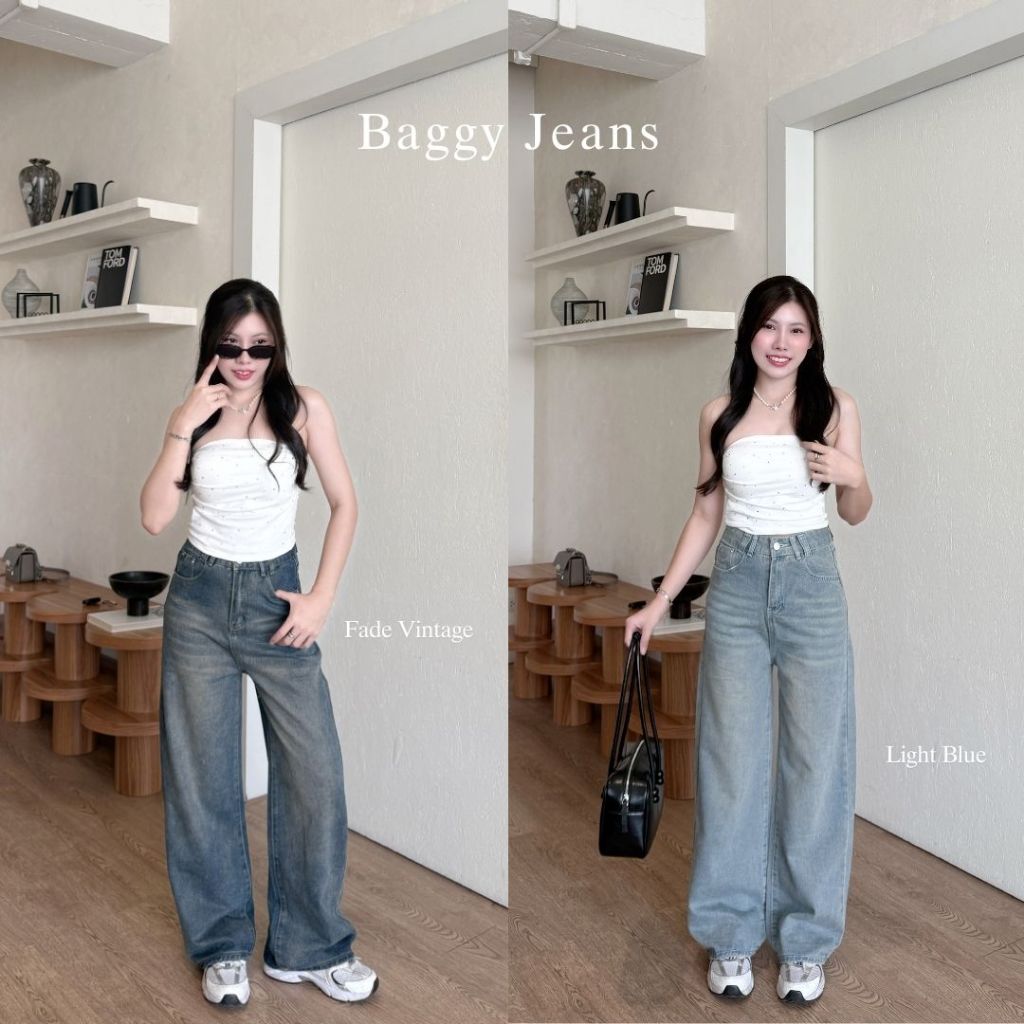 Beberlin กางเกงยีนส์ ขากระบอกใหญ่ ทรงแบ็คกี้ รุ่น Baggy Jeans / No : 1007 รูปที่ 3