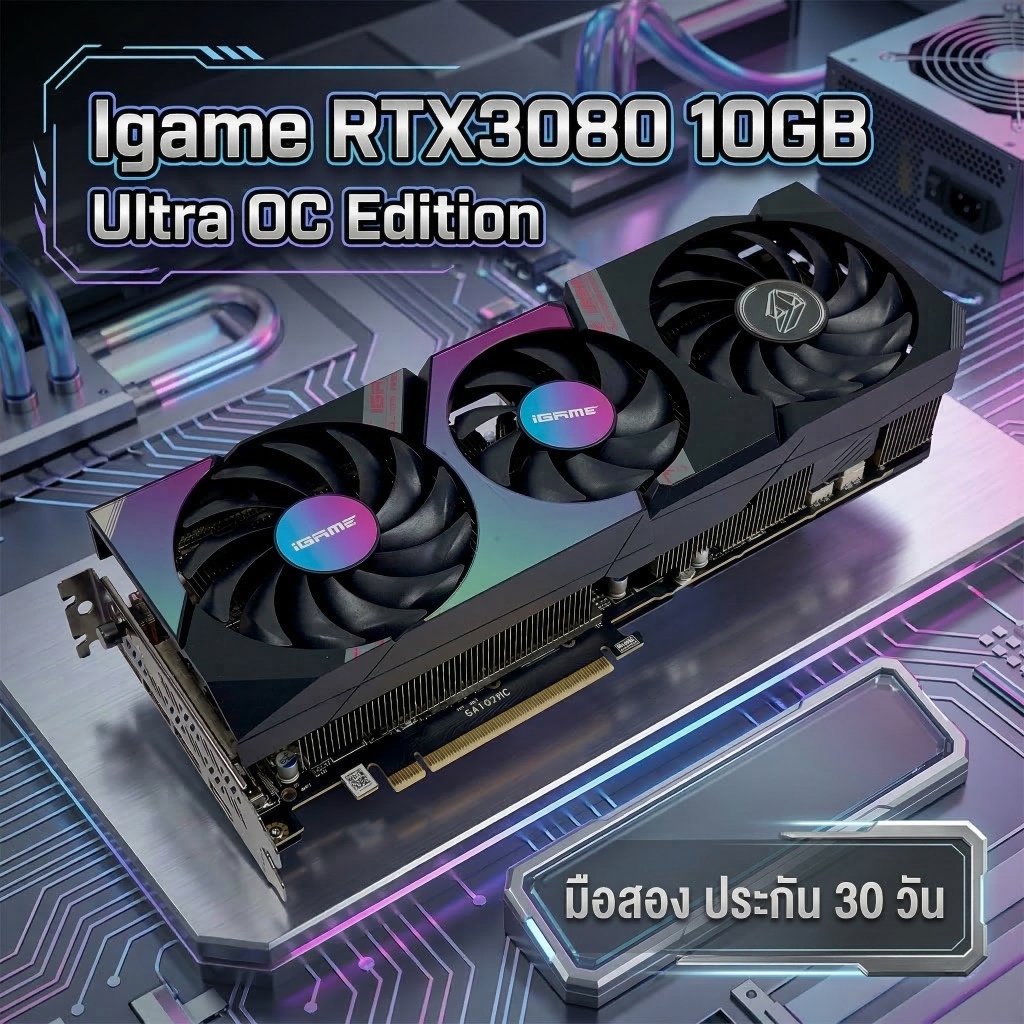 การ์ดจอมือสอง Colorful iGame RTX 3080 Ultra OC 10GB สภาพดี (ประกัน 30 วัน)