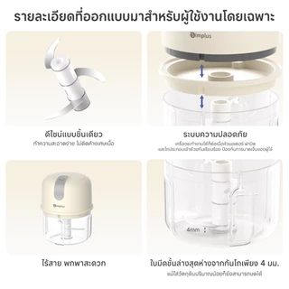 Simplus เครื่องบดสับไฟฟ้าพกพา 250ml อเนกประสงค์ บดกระเทียม สับผัก บดพริก วัสดุ Food Grade สำหรับอาหารเด็ก DDJR007