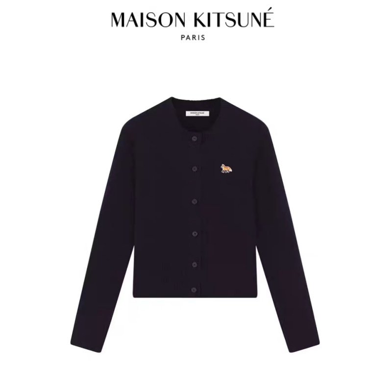 Maison Kitsune🇯🇵 Women's Classic Little Fox Fashion Casual Wool Knitted Cardigan เสื้อคลุมถักลายน้อน