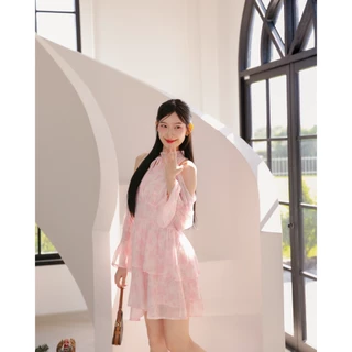 DR0476 LABELLE รุ่น Lunetty Dress เดรสสั้นสีหวานละมุน น่ารักสุดๆ