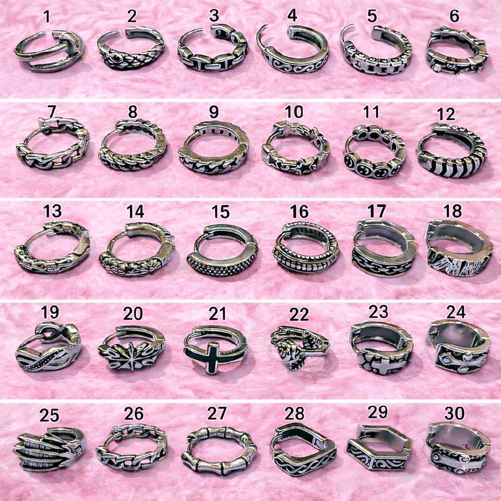 (1ข้าง)ห่วงรมดำเท่ๆ30แบบ วัสดุ Stainless Steel 316L ไม่ลอก ไม่ดำ จำนำบ่ได้
