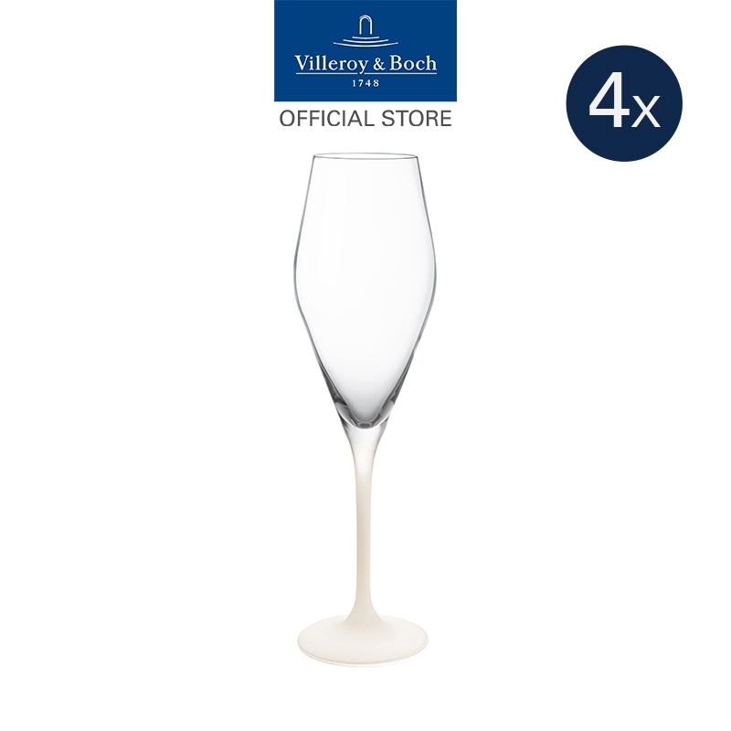 Villeroy & Boch - Manufacture Rock Blanc ชุดแก้วแชมเปญคริสตัล 4 ชิ้น 120 มล. ก้านสี White 11-3799-8131