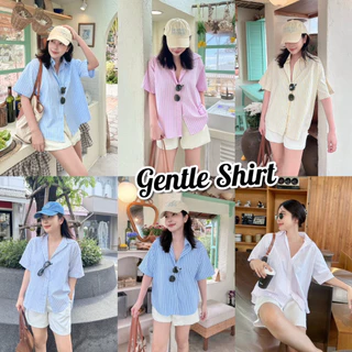 GENTLE SHIRT เสื้อเชิ้ตแขนสั้นทรงโอเวอร์ไซส์ ผ้าคอตตอนทอเนื้อนิ่มใส่สบาย ไม่ร้อน แมทช์ง่าย