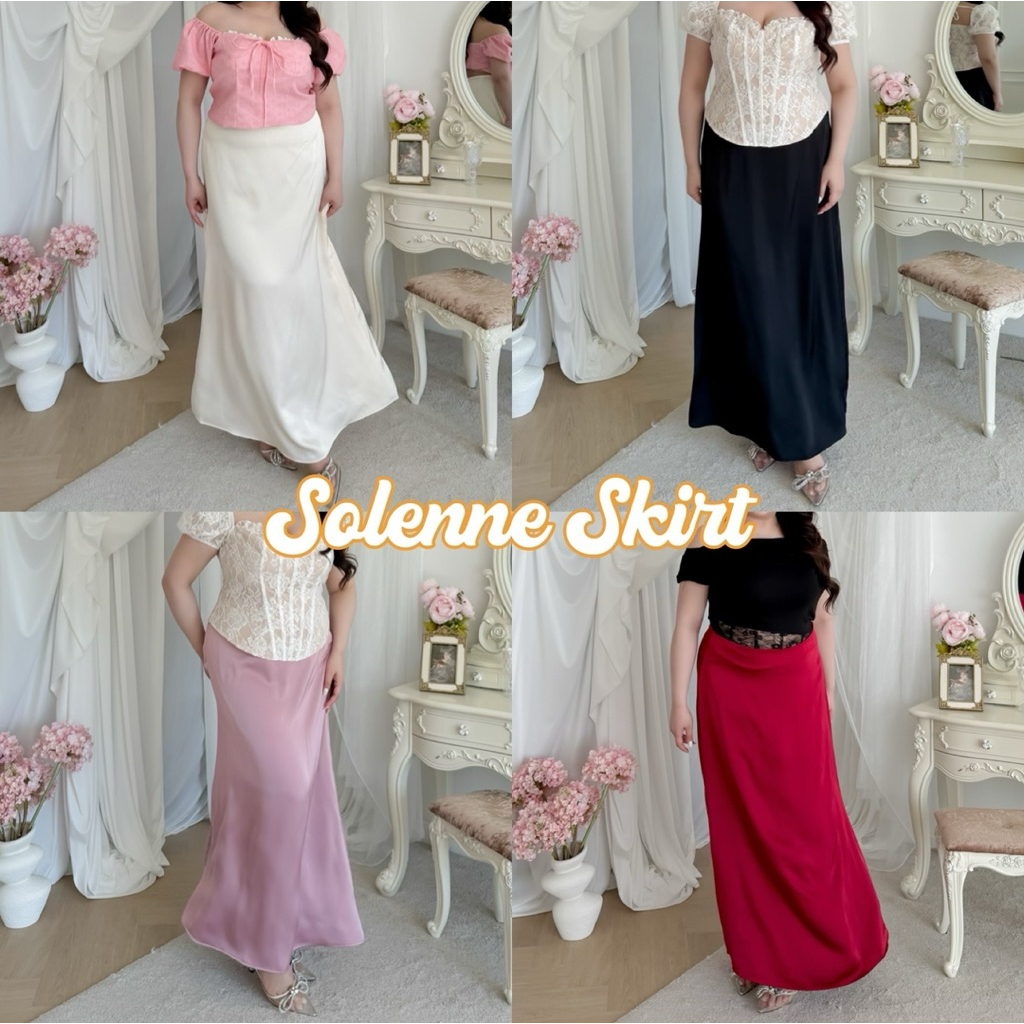 Lady M | Solenne Skirt plussize กระโปรงยาวซาติน สำหรับสาวอวบ ทรงหรูหรา ไฮโซ แมทช์ง่าย ใส่ออกงานกลางวัน ปาร์ตี้ ดินเนอร์