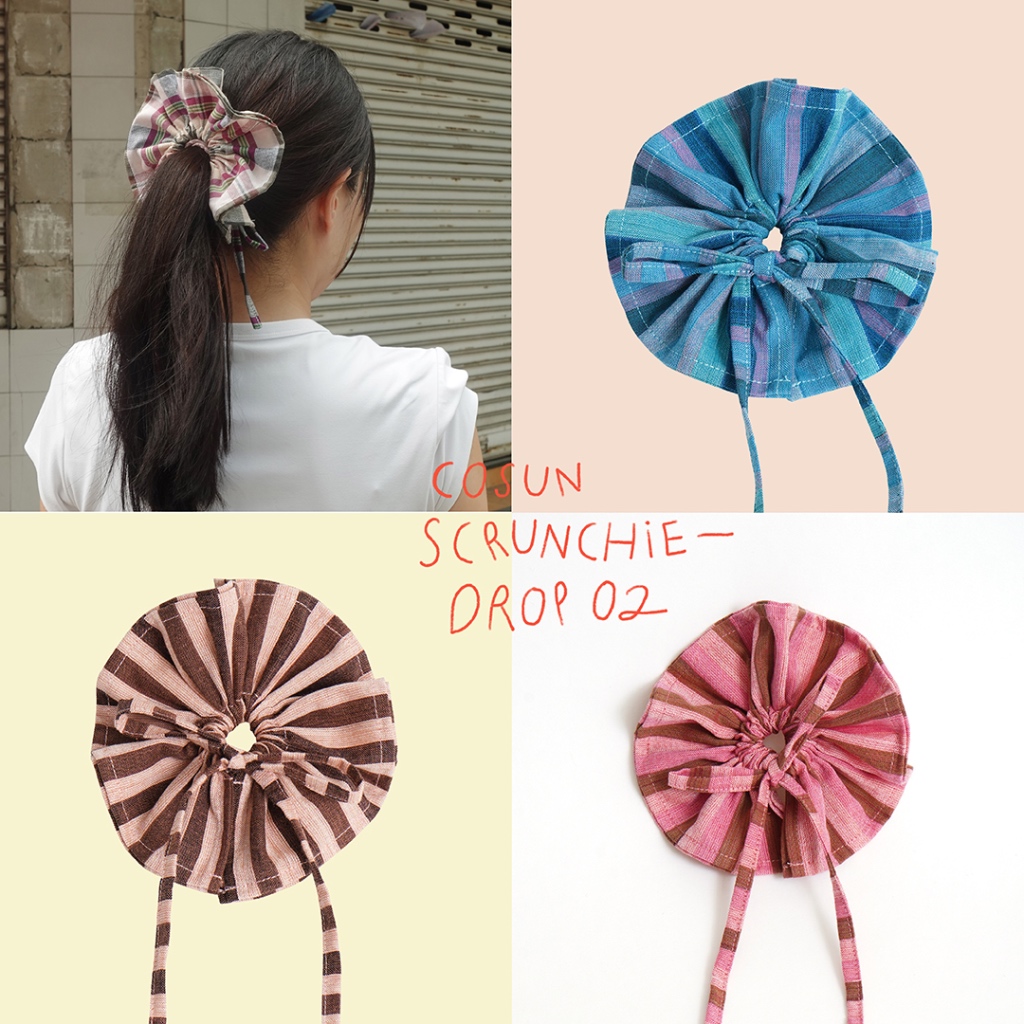 ( 13 ลาย ) COSUN l Scrunchie Drop 02 - สครันชี่แบบผูกจากผ้าขาวม้า