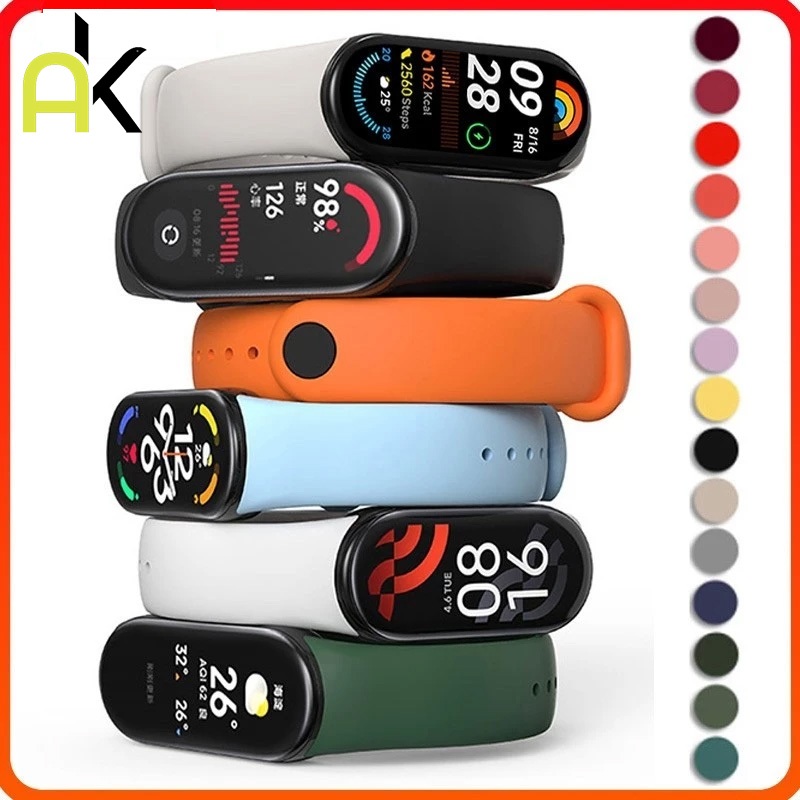 AK ยางซิลิโคนสายกีฬา Mi Band 9 8 NFC Mi Band 3 4 5 6 7 8 9Polos Warna นุ่มสายรัดข้อมือสร้อยข้อมือ