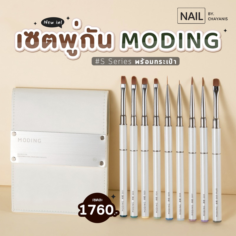 เซตพู่กันเพ้นท์เล็บพร้อมกระเป๋าหนัง Moding