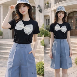 PANDA PD38 กางเกงขาสั้นเอวสูง กางเกงขาสั้น (ผ้าไมโคร พรีเมี่ยม) ซิปหน้า S-XL
