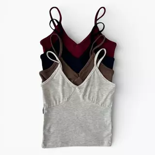 Atipashop - Elva V Tank เสื้อสายเดี่ยวคอวี ผ้าเรย่อน ใส่สบาย