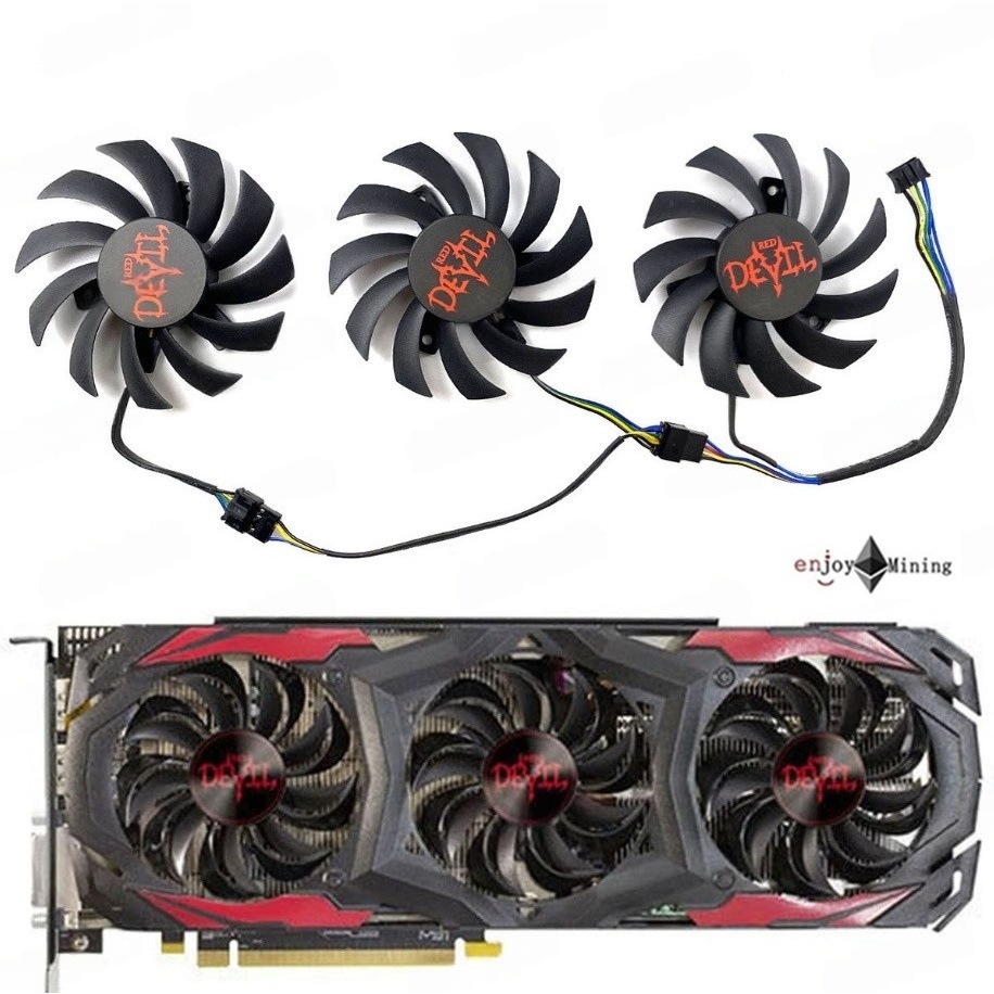 พัดลมการ์ดจอ POWERCOLOR RX 480 570 Red Devil Graphics Card Cooling Fan