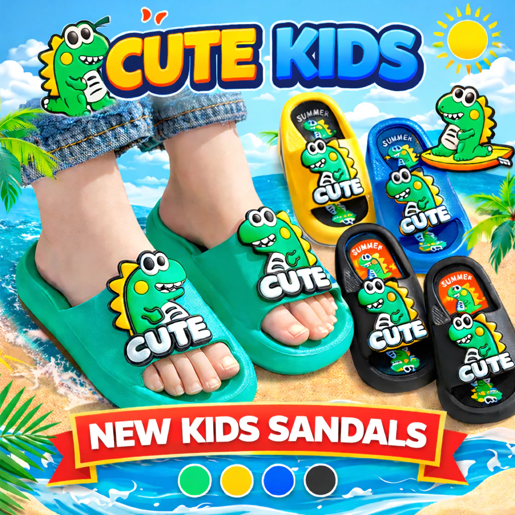 Dino Kids Slippers รองเท้าแตะเด็ก ลายไดโนเสาร์ พื้นนุ่ม กันลื่น แฟชั่นหน้าร้อน