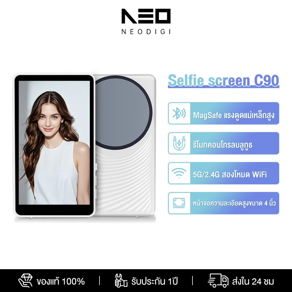 NEODIGI Recording Display Screen จอมอนิเตอร์สำหรับเซลฟี่ แบบแม่เหล็ก 1800 mAh อุปกรณ์เสริมสำหรับเซลฟี่ หน้าจอ 4.02 นิ้ว