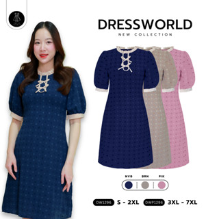 Fairyangelstore - เดรสทรงเอคอกลมแต่งโบว์ผูก (DW1296)