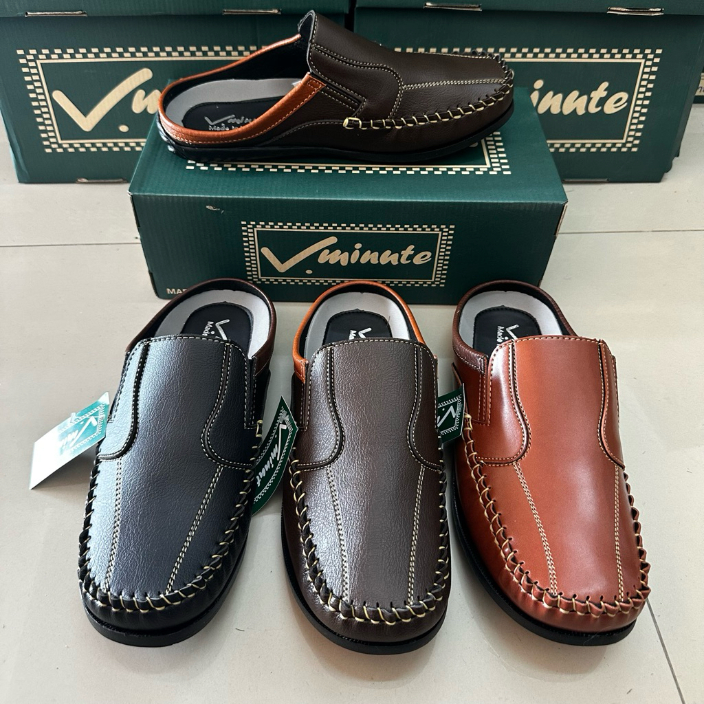 🔥พร้อมส่ง🔥รองเท้าเปิดส้น V.minute วี.มินิท รหัส 959 มีขนาด 39-44 คัทชูผู้ชายแนวMoccasin(มอคคาซิน) ผลิตโดยช่างไทย เย็บมือ