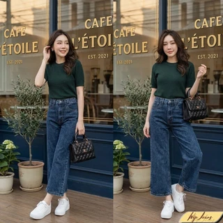 กางเกงยีนส์ขากระบอกทรง7ส่วนเอวสูงมีไซส์ใหญ่ S ถึง 5XL ขาเต่อใส่สบาย พรางหุ่นเป๊ะ แมตช์ง่ายได้ทุกลุค B004