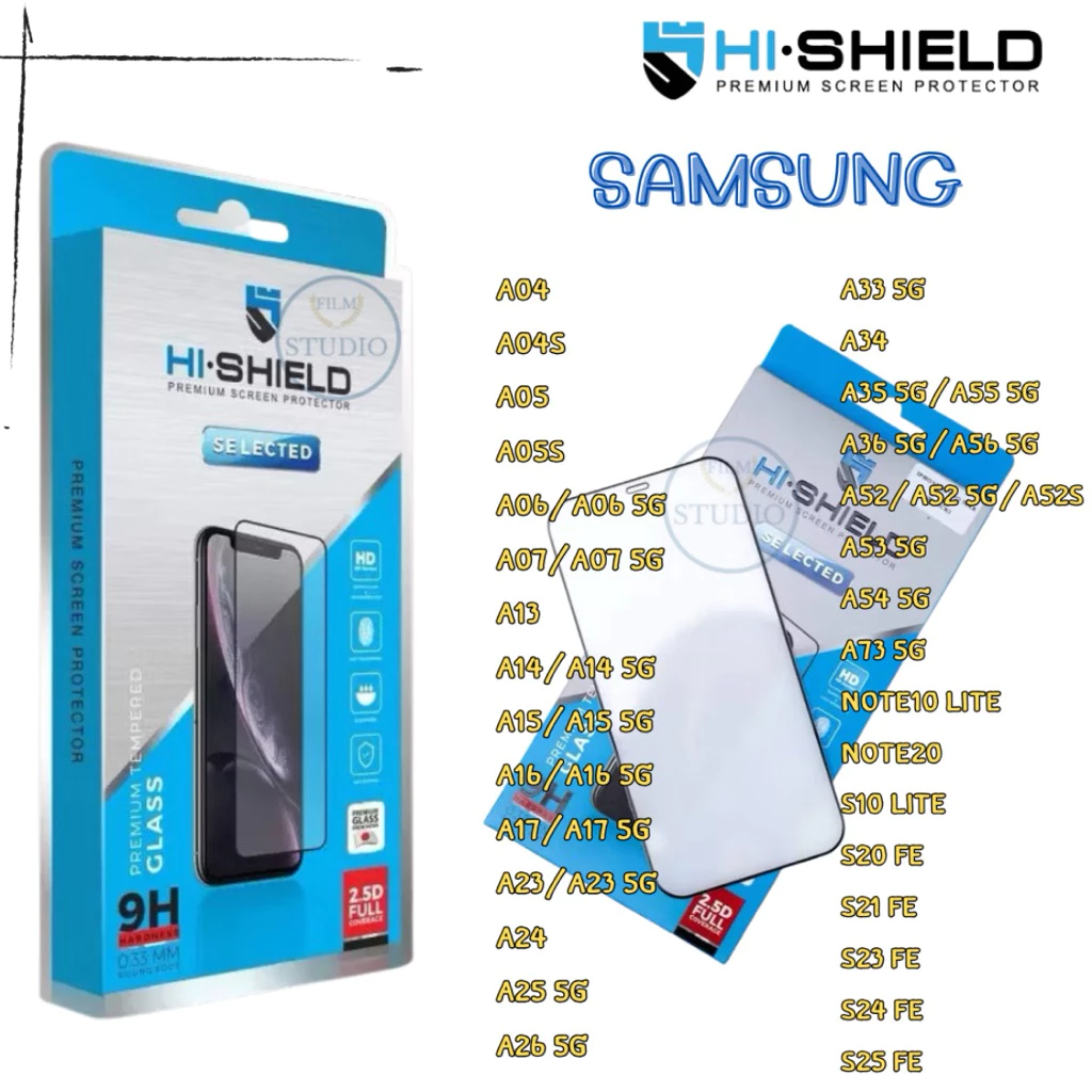 HI-SHIELD Selected ฟิล์มกระจกเต็มจอ Samsungทุกรุ่น Full Coverage 2.5D‼️แท้100%‼️