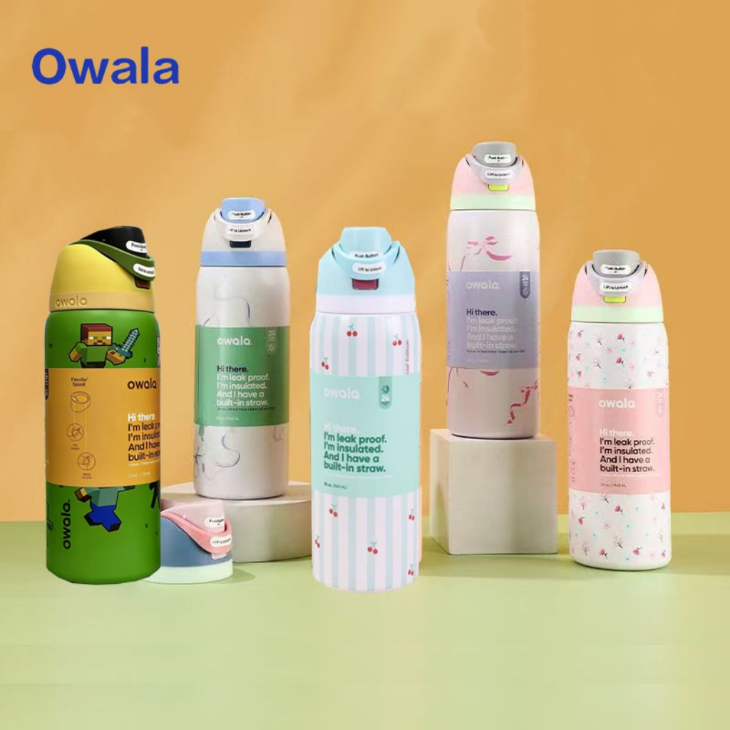 OWALA freesip ขวดน้ำเก็บอุณหภูมิ โอวาล่า ความจุ 16oz / 24oz /32oz วัสดุสแตนเลส 304【พร้อมส่ง】