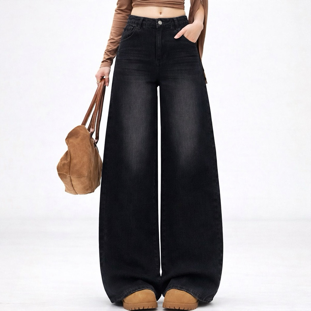 #222 ผ้ายืด (XS-6XL) jinjeans  baggy jeans ทรงหลวม กางเกงสาวอวบ unisex