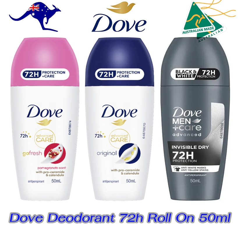 Dove Deodorant 72h Roll On 50ml / NEW DOVE Advanced Care โรลออนระงับกลิ่นกาย โดฟ สูตรใหม่ปกป้อง 72 ชั่วโมง จากออสเตรเลีย