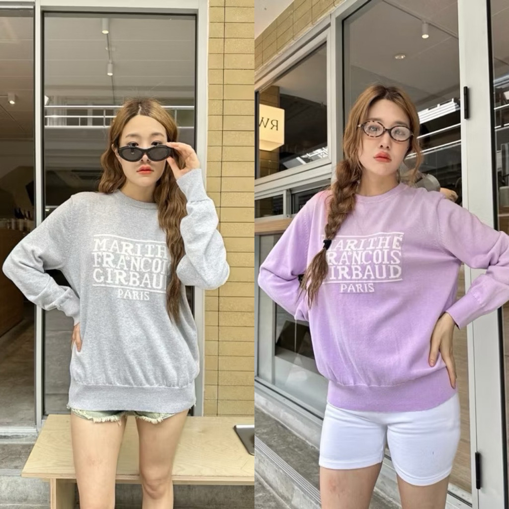 Marithe ganni knit sweater ✈️❄️🌸🍩 เสื้อไหมพรมแขนยาว งานทอลายอักษรตามแบรนด์ดังเกาหลี น่ารักมากค่ะ เนื