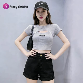 Fancy Fashion กางเกงยีนส์ขาสั้นสีขาว เอวสูงคุมทรง ผ้าดีใส่สบาย ผสมผสานง่าย S-2XL