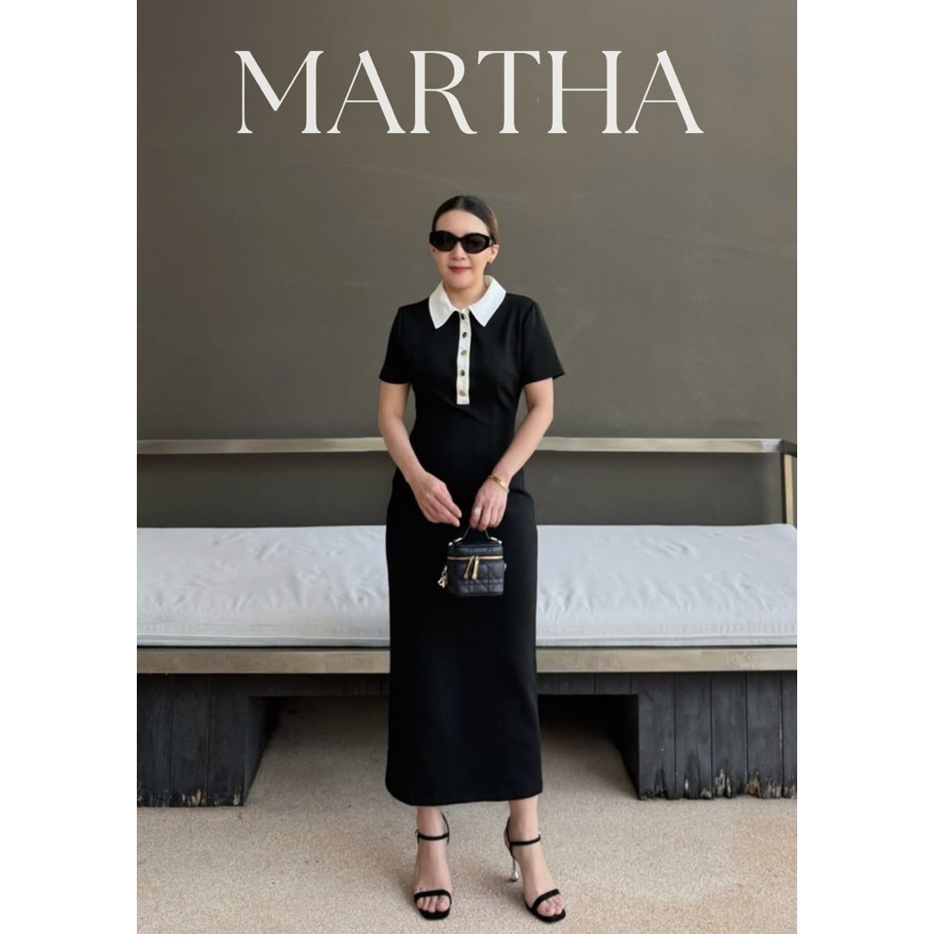 เดรสคอปกสีขาว Martha by Lamour