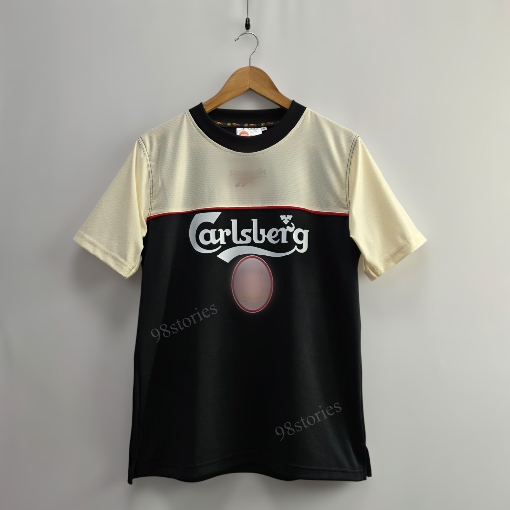 เสื้อบอลย้อนยุค aิIวอร์wูล 1996 ชุดซ้อม ครีมดำ