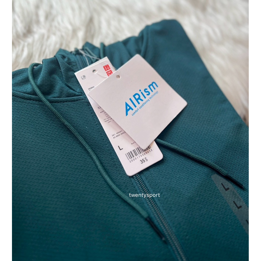 AIRism UV Protection เสื้อแขนยาวกันยูวี สีเขียวเข้ม (แนะนำ+1ไซส์) ราคา ถูกที่สุด ดีลบีเคเค แกลเลอรีภาพที่ 8