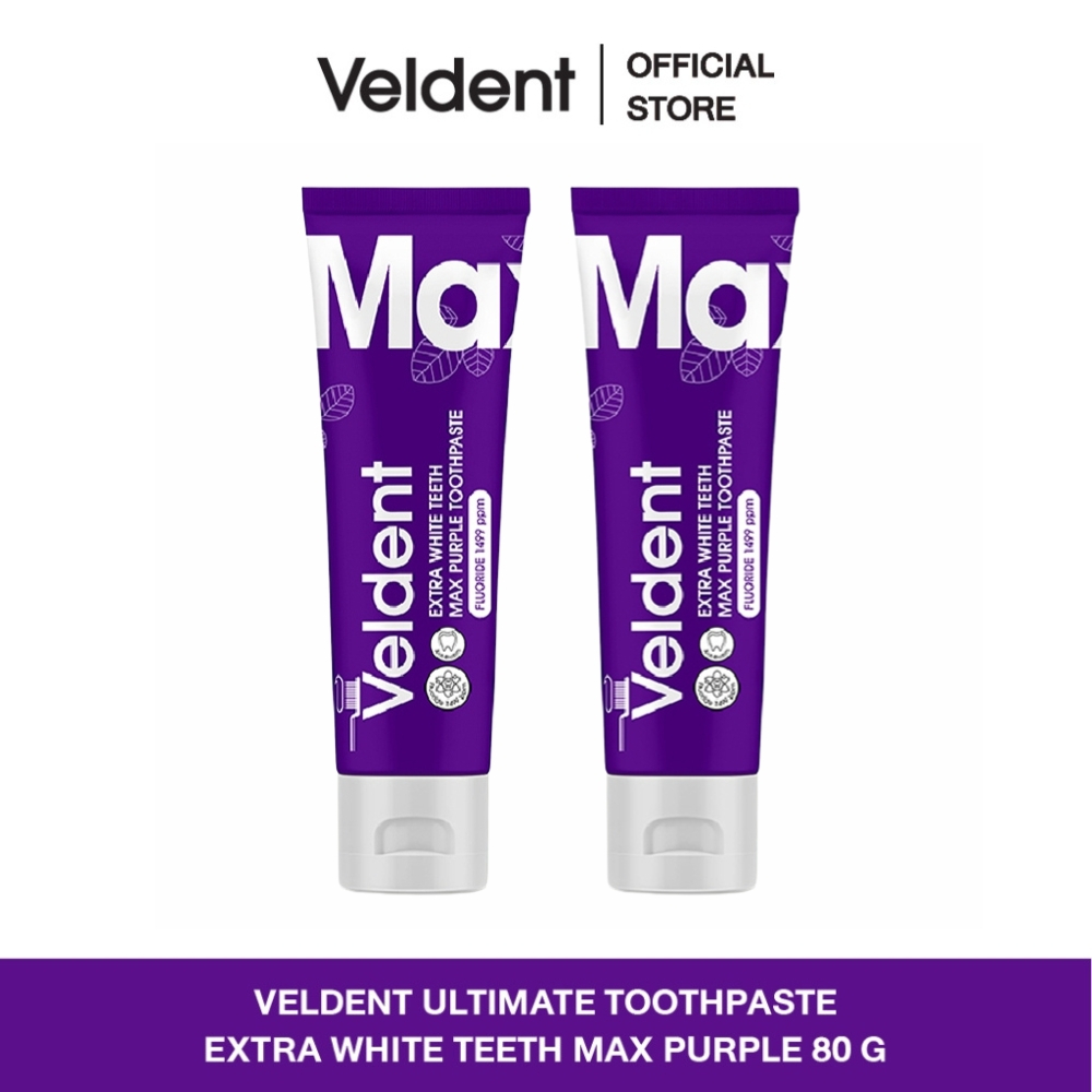 (แพ็คคู่) VELDENT EXTRA WHITE TEETH MAX PURPLE TOOTHPASTE 80 G