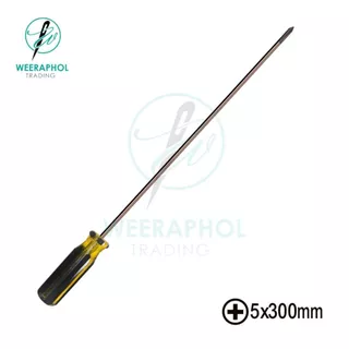 ไขควงยาว วัสดุ S2 สำหรับจักรเย็บอุตสาหกรรม ขนาด 5 MM. ยาว 30 CM. ปากแบน ปากแฉก